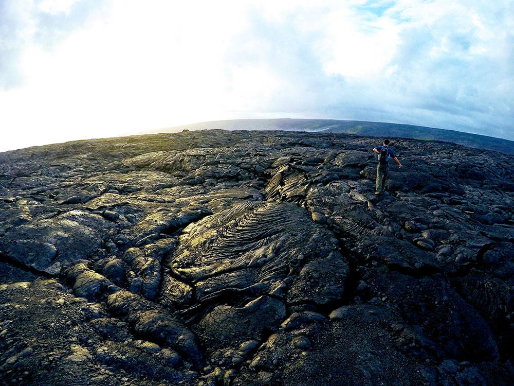 Walking Over Dried Lava Near Kalapana